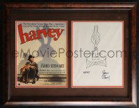 2h0131 JAMES STEWART framed signed Harvey drawing in 21x27 matted display 1980s ready to display!