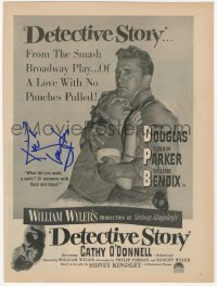 2h0316 KIRK DOUGLAS laminated signed magazine page 1951 ad for Detective Story with Eleanor Parker!