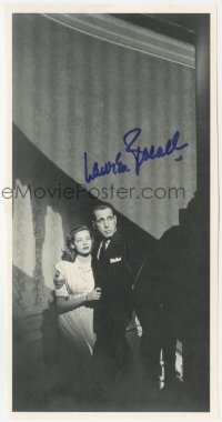 2h0605 LAUREN BACALL signed 6x11 book page 1970s super young with her husband Humphrey Bogart!