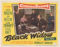 2h0410 BLACK WIDOW signed LC #3 1954 by Gene Tierney, who's sitting with concerned Van Heflin!