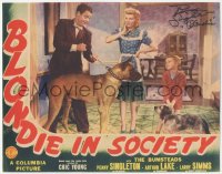 2h0415 BLONDIE IN SOCIETY signed LC 1941 by Penny Singleton, who's w/Arthur Lake as Dagwood & dogs!