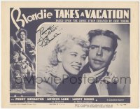2h0416 BLONDIE TAKES A VACATION signed LC R1950 by Penny Singleton, who's w/Arthur Lake as Dagwood!