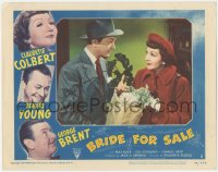 2h0419 BRIDE FOR SALE signed LC #3 1949 by Robert Young, who's close up with Claudette Colbert