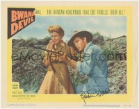 2h0421 BWANA DEVIL signed LC #3 R1954 by Robert Stack, who's aiming rifle by scared Barbara Britton!