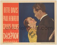 2h0431 DECEPTION signed LC #4 1946 by Bette Davis, who's distressed w/ her arms around Paul Henreid!