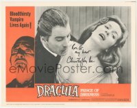 2h0434 DRACULA PRINCE OF DARKNESS signed LC #1 1966 by Christopher Lee, as vampire biting Shelley!