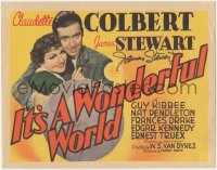2h0378 IT'S A WONDERFUL WORLD signed TC 1939 by James Stewart, great image with Claudette Colbert!