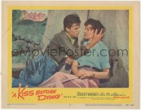 2h0470 KISS BEFORE DYING signed LC #5 1956 by Robert Wagner, who's close up holding Virginia Leith!