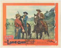 2h0477 LONE GUN signed LC 1954 by George Montgomery, who's confronting two guys on horses!