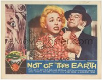 2h0497 NOT OF THIS EARTH signed LC 1957 by Beverly Garland, who's getting roughed up by Paul Birch!