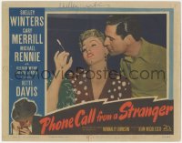 2h0502 PHONE CALL FROM A STRANGER signed LC #2 1952 by Shelley Winters, who's about to be kissed!