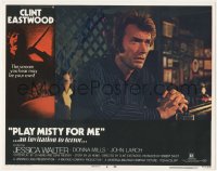 2h0503 PLAY MISTY FOR ME signed LC #8 1971 by Clint Eastwood, who's close up sitting at a bar!