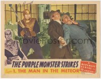 2h0513 PURPLE MONSTER STRIKES signed chapter 1 LC 1945 by Roy Barcroft, who's wielding a weapon!