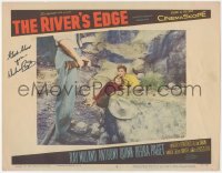 2h0522 RIVER'S EDGE signed LC #3 1957 by Debra Paget, who's helping Anthony Quinn & held at gunpoint!