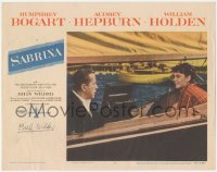 2h0527 SABRINA signed LC #2 1954 by director Billy Wilder, c/u of Humphrey Bogart & Audrey Hepburn!