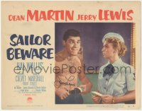2h0528 SAILOR BEWARE signed LC #1 1952 by Jerry Lewis, who's barechested with sexy Corinne Calvet!