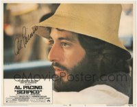2h0533 SERPICO signed LC #1 1974 by Al Pacino, great super close portrait wearing hat, Sidney Lumet!
