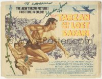 2h0387 TARZAN & THE LOST SAFARI signed TC 1957 by Gordon Scott, great art c/u & swinging on vine!