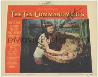 2h0553 TEN COMMANDMENTS signed LC #6 1956 by BOTH Charlton Heston AND Nina Foch, who's with baby!