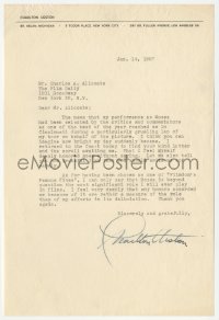 2h0023 CHARLTON HESTON signed letter 1957 thanking Film Daily for praising him in Ten Commandments!