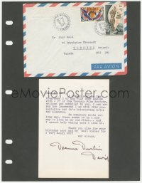 2h0028 DEANNA DURBIN signed letter 1976 sent to magazine writer about retrospective of her movies!