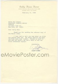 2h0029 DEBBY BOONE signed letter 1988 written on her stationary thanking a magazine editor!