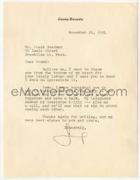 2h0043 JIMMY DURANTE signed letter 1954 thanks friend & giving him his phone number to call & visit!