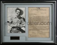 2h0069 RANDOLPH SCOTT framed signed letter in 14x19 display 1938 ready to display on your wall!