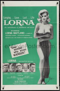2h0272 LORNA signed 1sh 1964 by Russ Meyer, sexy Lorna Maitland sex classic over green background!