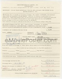 2h0320 JACK WEBB signed DGA tax filing 1972 paying his dues to the Directors Guild of America!
