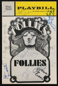 2h0630 FOLLIES signed playbill 1971 by Stephen Sondheim, Fifi D'Orsay & EIGHT others, Byrd art!