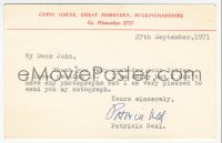 2h0090 PATRICIA NEAL signed English postcard 1971 she can't give photo but pleased to give autograph!