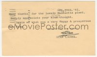 2h0093 STAN LAUREL signed postcard 1961 thanking a friend for the lovely poinsetta plant!