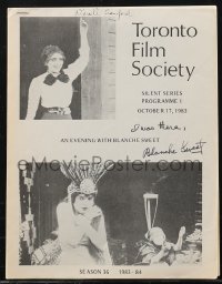 2h0335 BLANCHE SWEET signed Canadian program 1983 from the Toronto Film Society silent series!