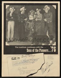 2h0340 SONS OF THE PIONEERS signed program 1976 by Roy Rogers, Bob Nolan, AND Dale Warren!