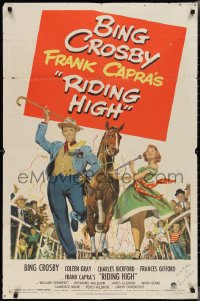 2h0281 RIDING HIGH signed 1sh 1950 by director Frank Capra, Chiriacka art of Bing Crosby in parade!
