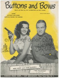 2h0343 BOB HOPE signed sheet music 1948 Buttons and Bows with Jane Russell in The Paleface!