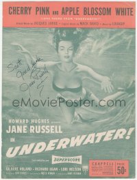 2h0346 JANE RUSSELL signed sheet music 1950 Cherry Pink & Apple Blossom White in Underwater!
