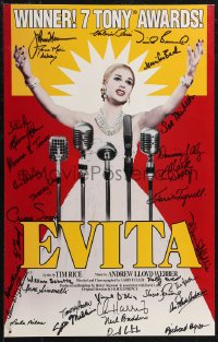 2h0107 EVITA signed stage play WC 1980s by THIRTY-FIVE cast & crew, Andrew Lloyd Webber musical!
