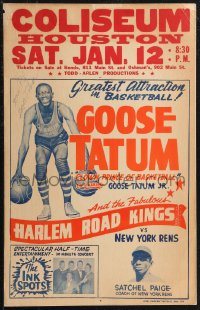 2h0108 GOOSE TATUM signed WC 1957 Harlem Globetrotters star, Satchel Paige & Ink Spots pictured!