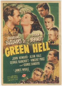 2h0314 GREEN HELL signed mini WC 1940 by Douglas Fairbanks Jr., who's with Joan Bennett, ultra rare!