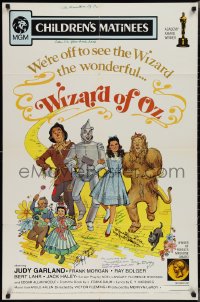 2h0293 WIZARD OF OZ signed 1sh R1972 by Jerry Marren and NINE other Munchkin actors, great art!
