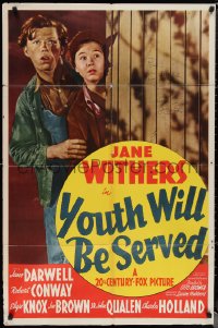 2h0295 YOUTH WILL BE SERVED signed 1sh 1940 by Jane Withers, who's with Robert Conway behind fence!