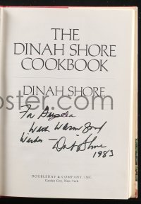 2h0223 DINAH SHORE signed hardcover book 1983 the popular singer's book The Dinah Shore Cookbook!