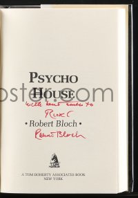 2h0239 ROBERT BLOCH signed hardcover book 1990 his sequel to Psycho and Psycho II, Psycho House!