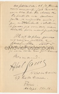 2h0009 ABEL GANCE signed letter 1912 legendary director of Napoleon, 2 pages handwritten in French!