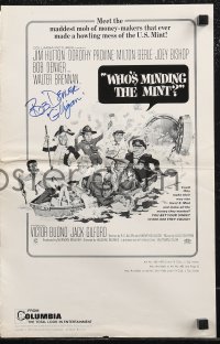 2h0318 BOB DENVER signed pressbook 1967 Who's Minding The Mint, he wrote Gilligan by his name!