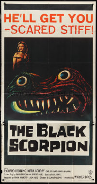 2j0815 BLACK SCORPION 3sh 1957 art of wacky creature that looks more laughable than horrible!
