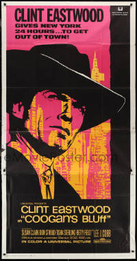 2j0818 COOGAN'S BLUFF 3sh 1968 art of Clint Eastwood in New York City, directed by Don Siegel!