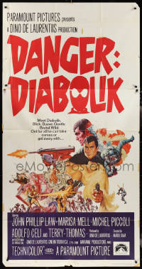 2j0819 DANGER: DIABOLIK 3sh 1968 Mario Bava, McCarthy art of John Phillip Law & Marisa Mell, rare!
